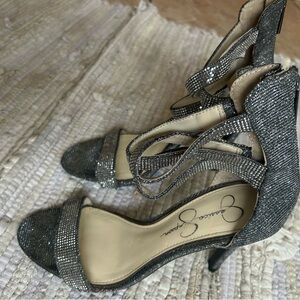 Jessica Simpson Silver Heels with Ankle Strap